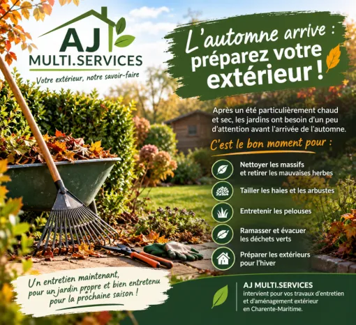 L'automne arrive : préparez votre extérieur !, Royan, AJ MULTISERVICES